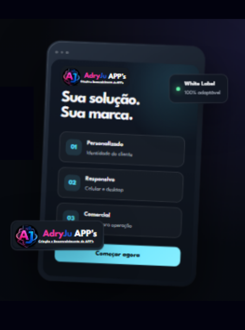 Mockup AdryJu Apps: Sua solução, sua marca